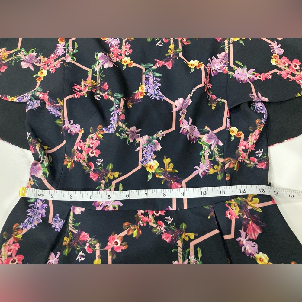 Ted Baker Black Dress with Pink Floral Design Uk 1 (US 4) - Picture 10 of 12